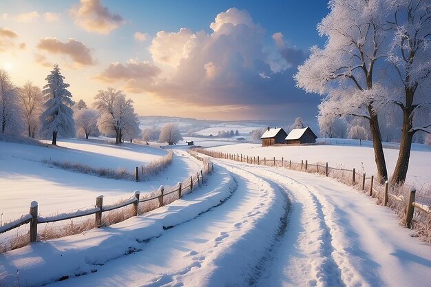 Winter landscape in the countryside