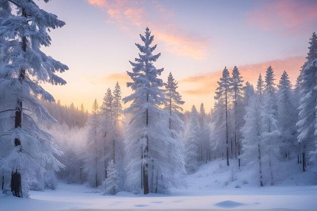 写真 静かな森を特徴とする冬の風景 ジェネレーティブai