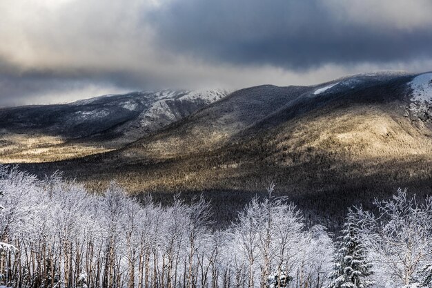 Winter Landscape from Top of Mountain in Canada Quebec