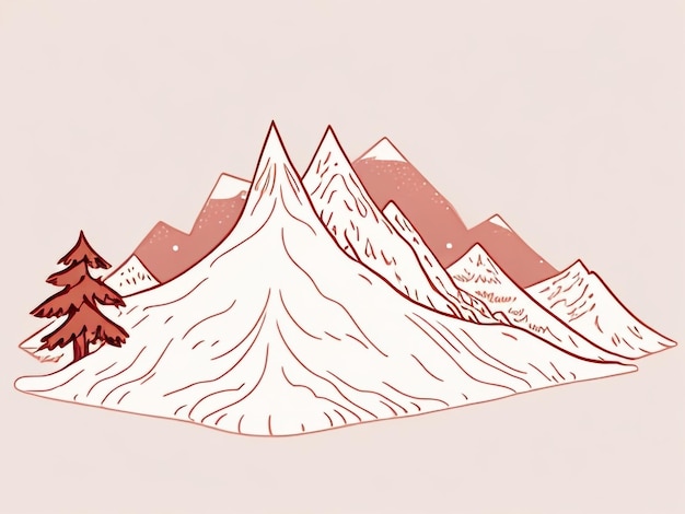 Фото Зимний пейзаж в горах векторная иллюстрация
