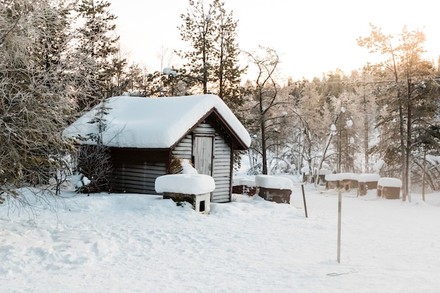 Winter landscape in Kiruna Lapland Sweden