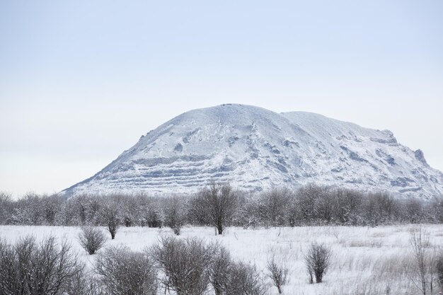 写真 冬の風景。雪の山。