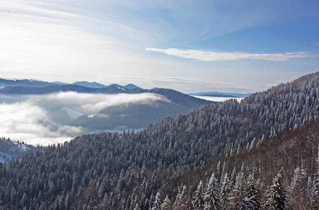 Winter landscape in mountains