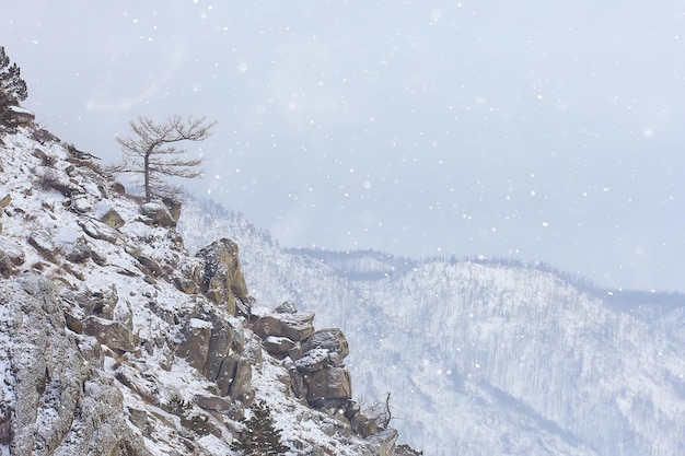 winter landscape olkhon island, lake baikal travel russia