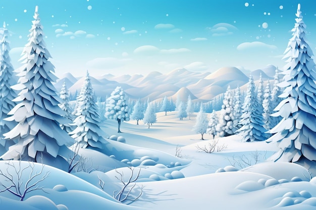 Winter landscape in paper style