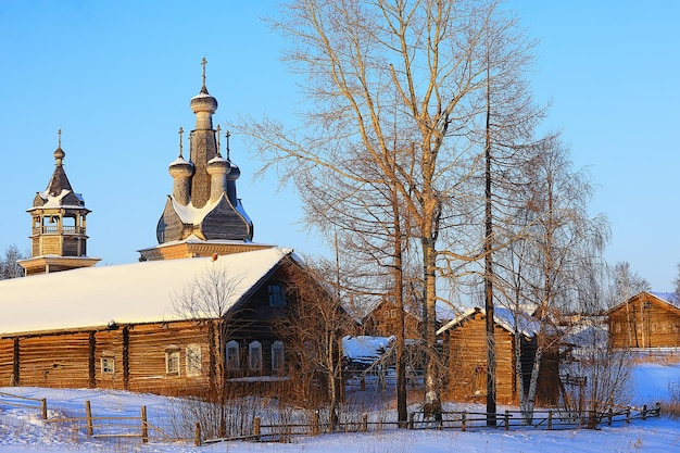 winter landscape russian village north wooden house