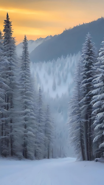 Winter landscape scenery nature illustration