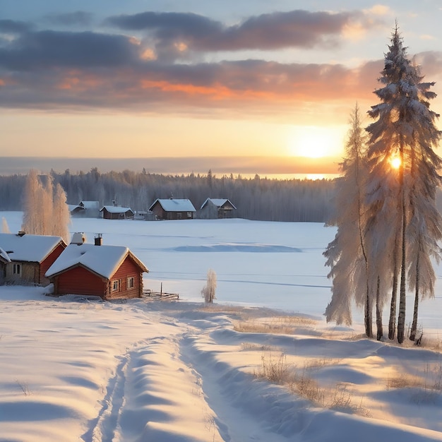 冬の風景 雪の画像の背景