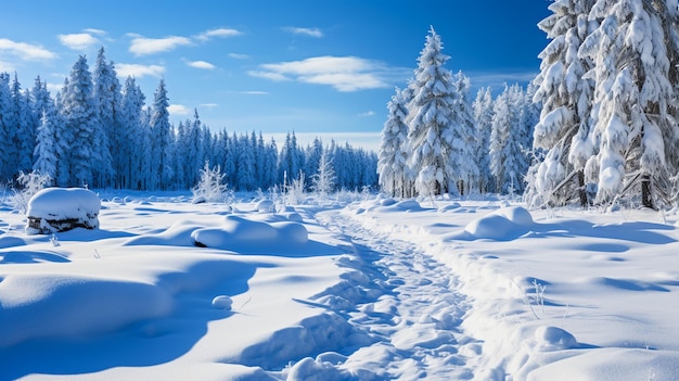 冬の風景 雪の中の木