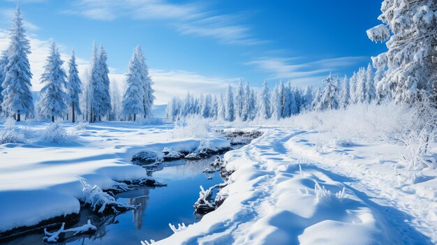 冬の風景 雪の中の木