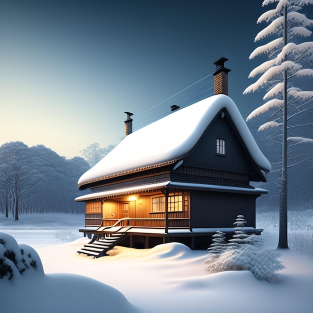 Winter Landscape Winter house