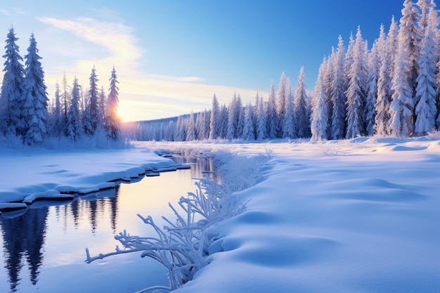 A winter landscape with drifts of snow