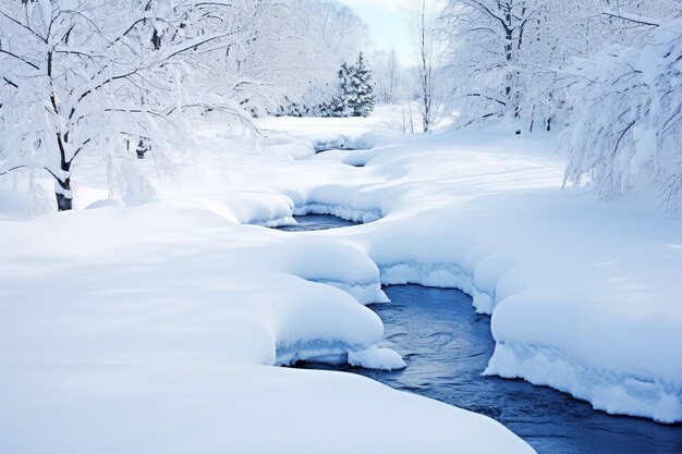 A winter landscape with drifts of snow