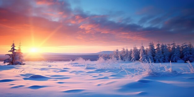 Winter landscape with forest