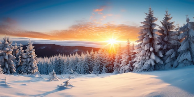 Winter landscape with forest