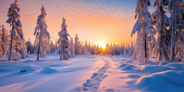 Winter landscape with forest