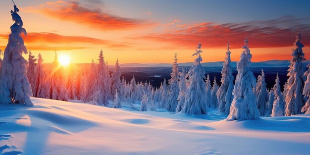 Winter landscape with forest