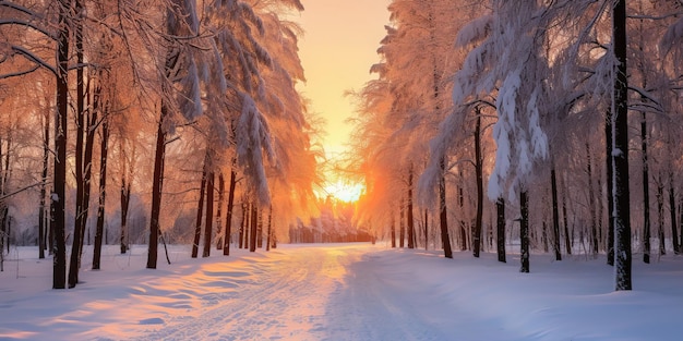 Winter landscape with forest