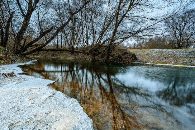 winter landscape with frozen river