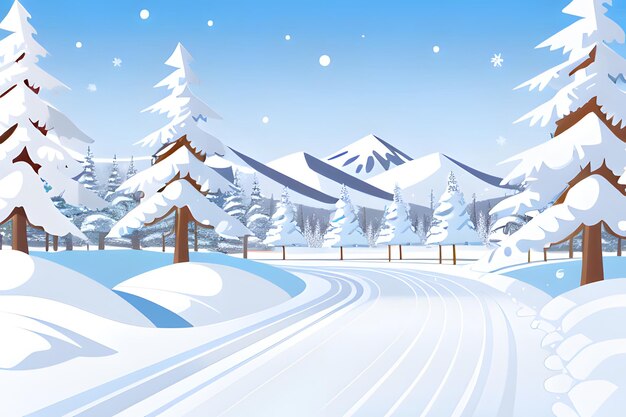 写真 山々を囲む冬の風景