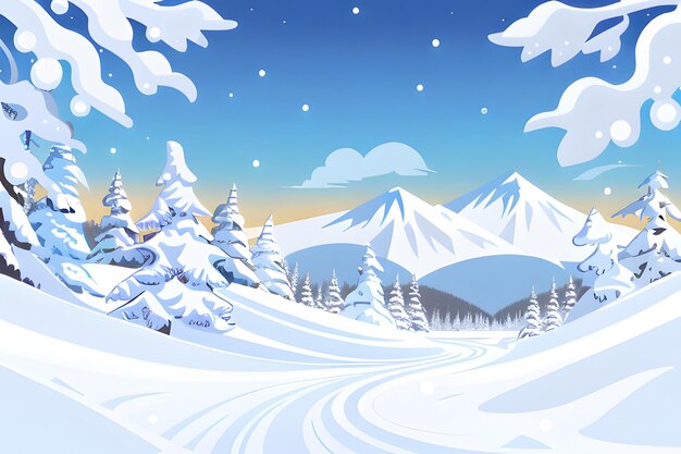 Winter landscape with mountains