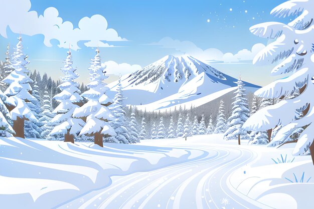 Winter landscape with mountains