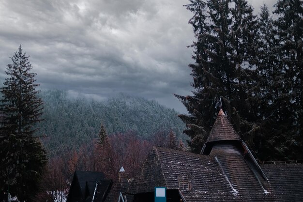 Winter landscape with Romanian mountains