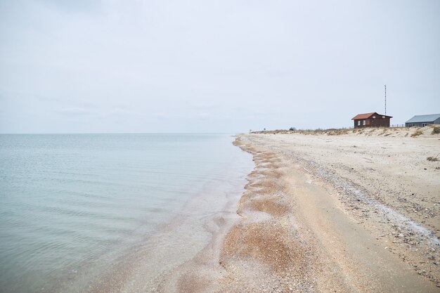 Winter landscape with a sea view. Azov sea