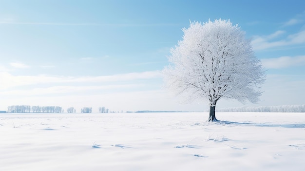 Зимний пейзаж с простым снежным фоном в солнечный день