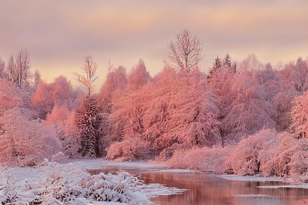 Winter landscape with snow