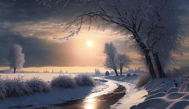 Winter landscape with snow