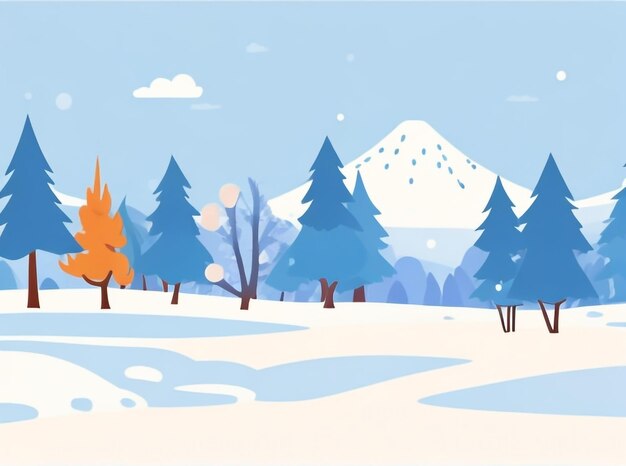 Winter Landscape with SnowCovered Trees