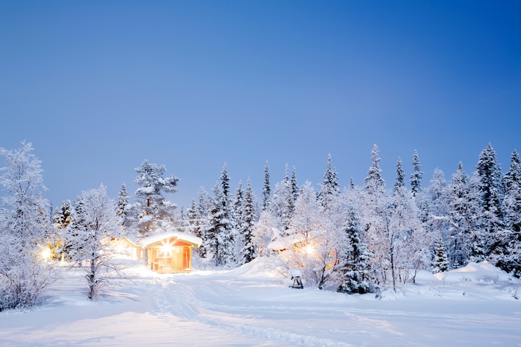 Foto winter landschap nacht