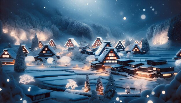 Foto festival delle luci invernali a shirakawago