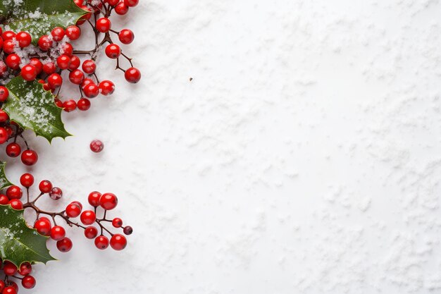 Winter Magic with Holly Berries in Snow