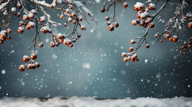 Winter magische kerstboomtakken met slinger en vallende sneeuw