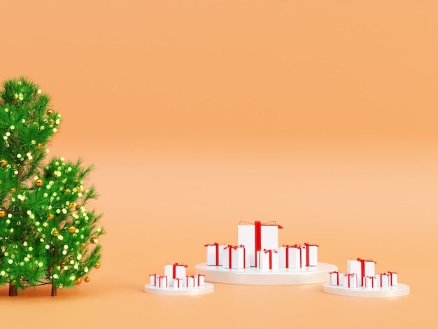 Winter merry christmas banner van geometrische 3d podium voor product reclame afbeelding voor mockup