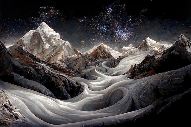 Winter Milk Way on the Mount Everest