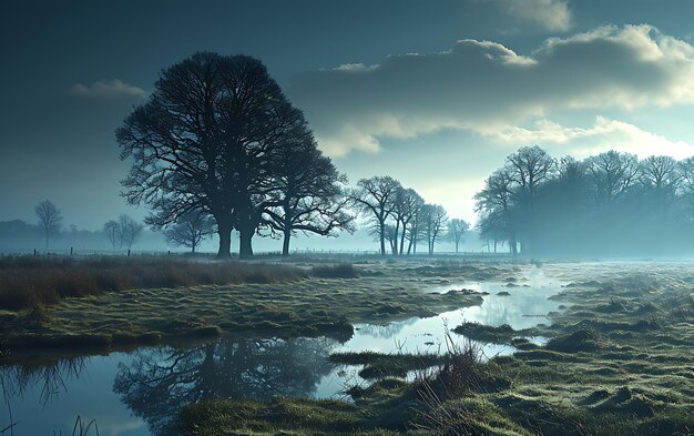 Winter mornings in fields and vineyards with sun rises from its ashes