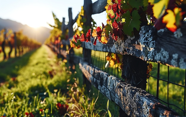 Winter mornings in fields and vineyards with sun rises from its ashes