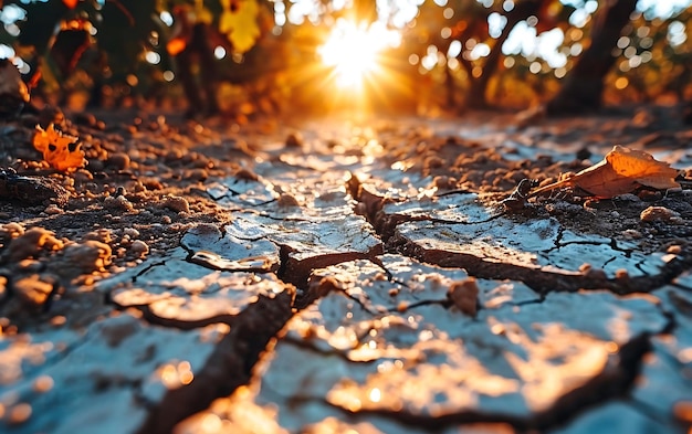 Winter mornings in fields and vineyards with sun rises from its ashes
