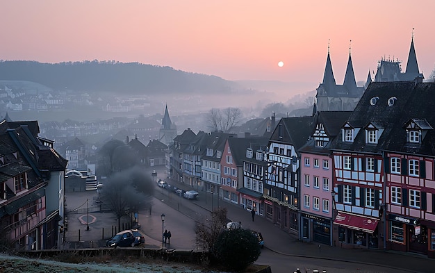 Winter mornings in fields and vineyards with sun rises from its ashes