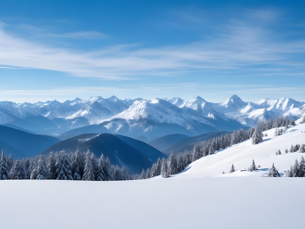 Winter mountain background with snow copy space ai generate