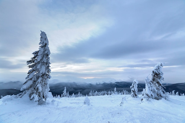 Зимний горный синий пейзаж