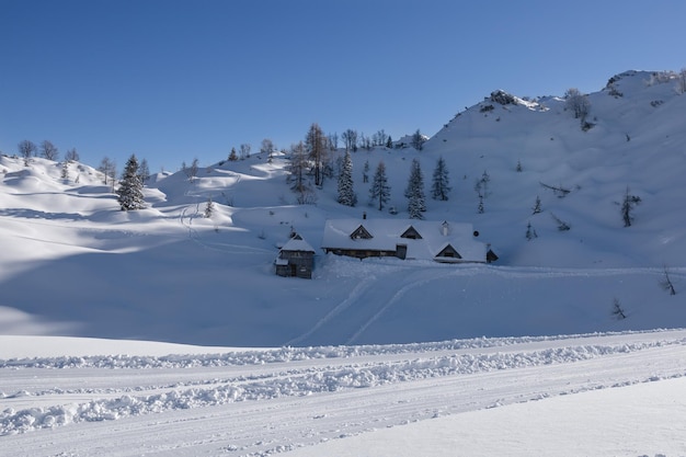 Winter mountain landscape in the Alps