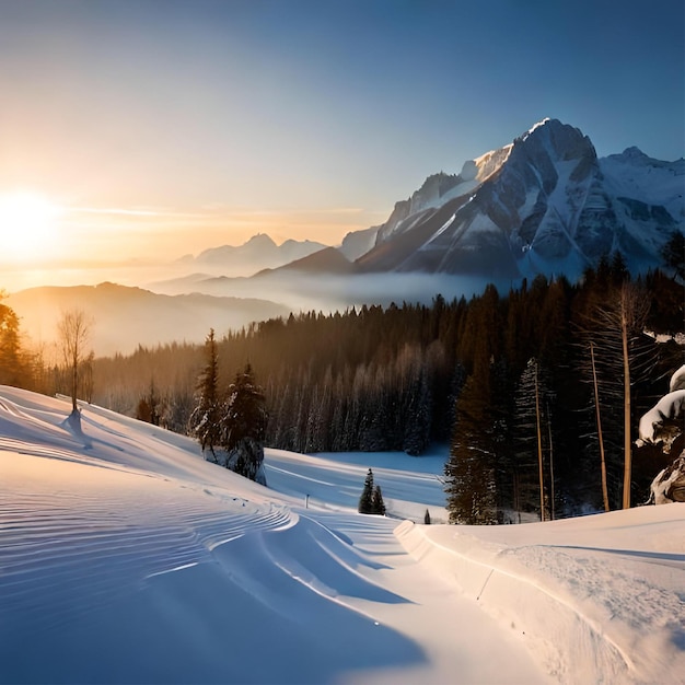 Foto paesaggi di montagna invernali destinazioni d'inverno