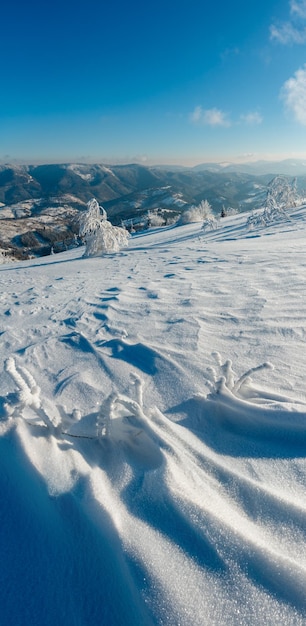 冬の山の雪景色