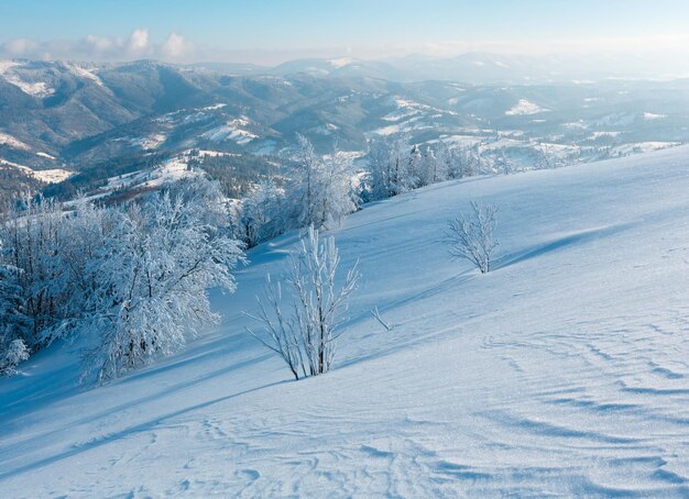 겨울 산 눈 덮인 풍경