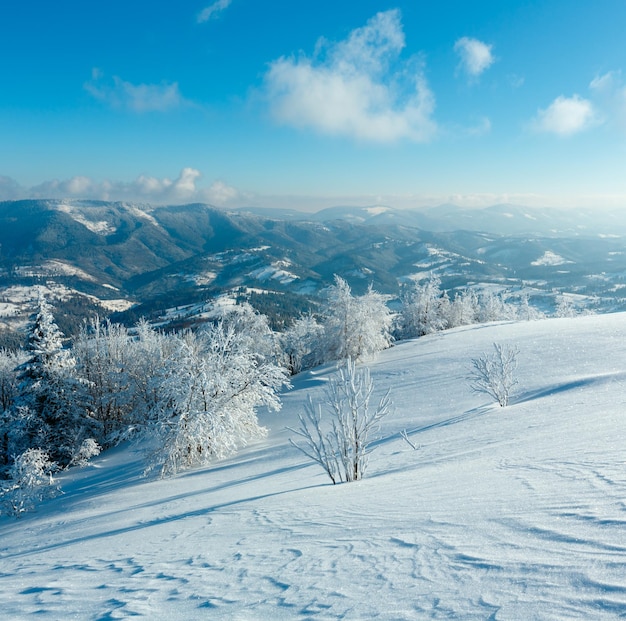 冬の山の雪景色