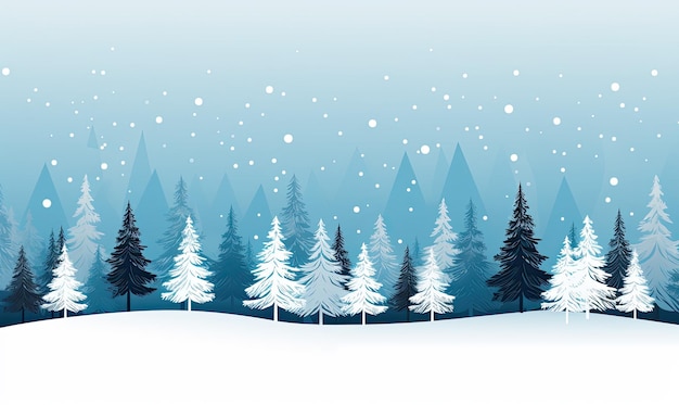 Winter Night Scenery With Snowcovered Trees Blue dark tones Christmas background Generative AI